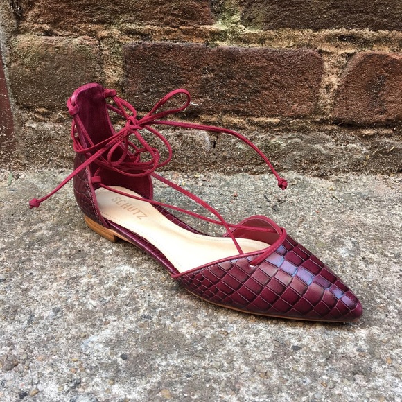 Red Wine Ghillie Lace Up D'orsay Leather Flat - Picture 4 of 6